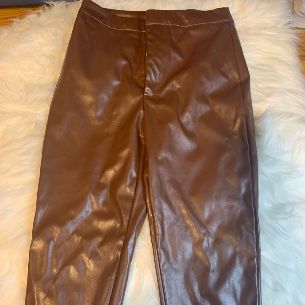 Brown leather pants